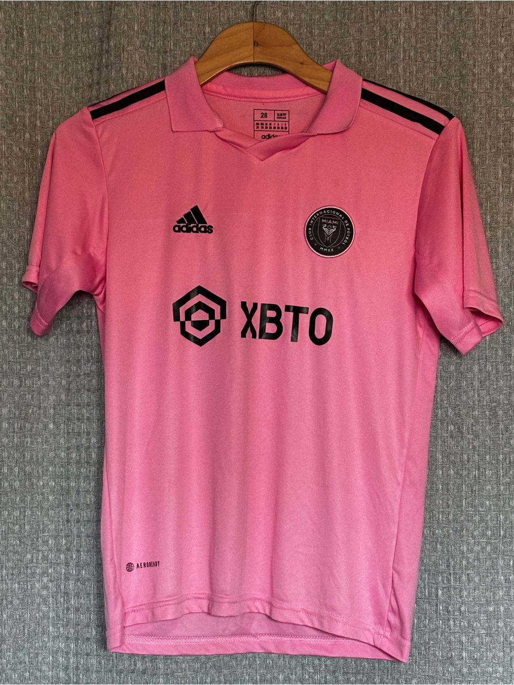 Adidas Youth Pink Soccer Jersey with Black Accents